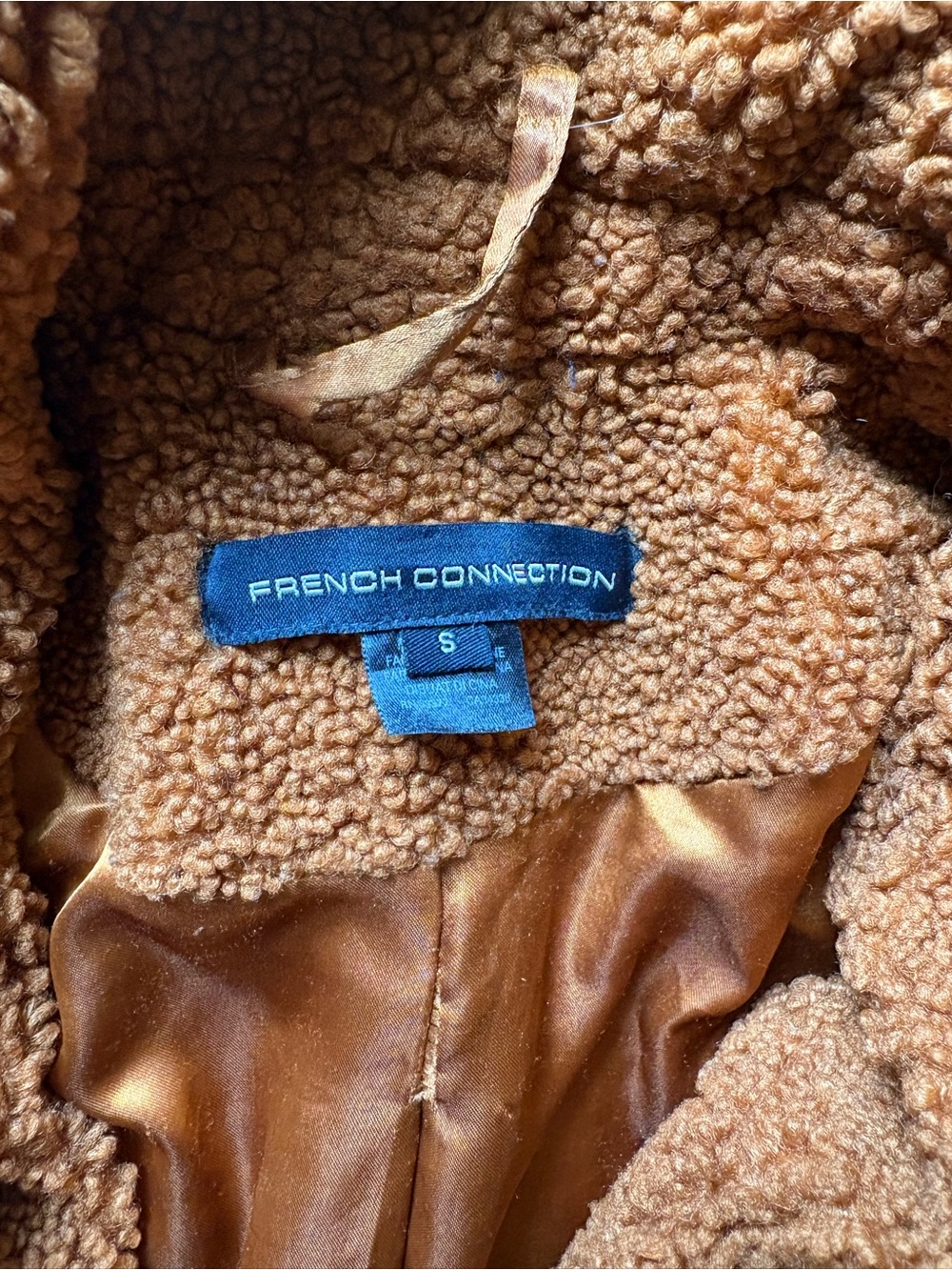 French Connection Camel Faux Shearling Jacket - Picture 2 of 4